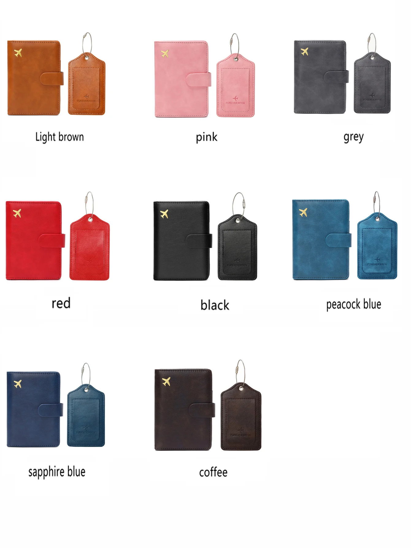 RFID travel passport set with passport holder and PU luggage label 2 pieces/set suitable for men and women's travel accessories