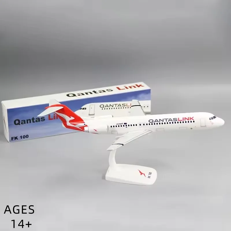 1:100 Scale QANTAS Airlines Fokker FK-100 FK100 ABS Plastic Airplane Model Aircraft Plane Model Display Collection