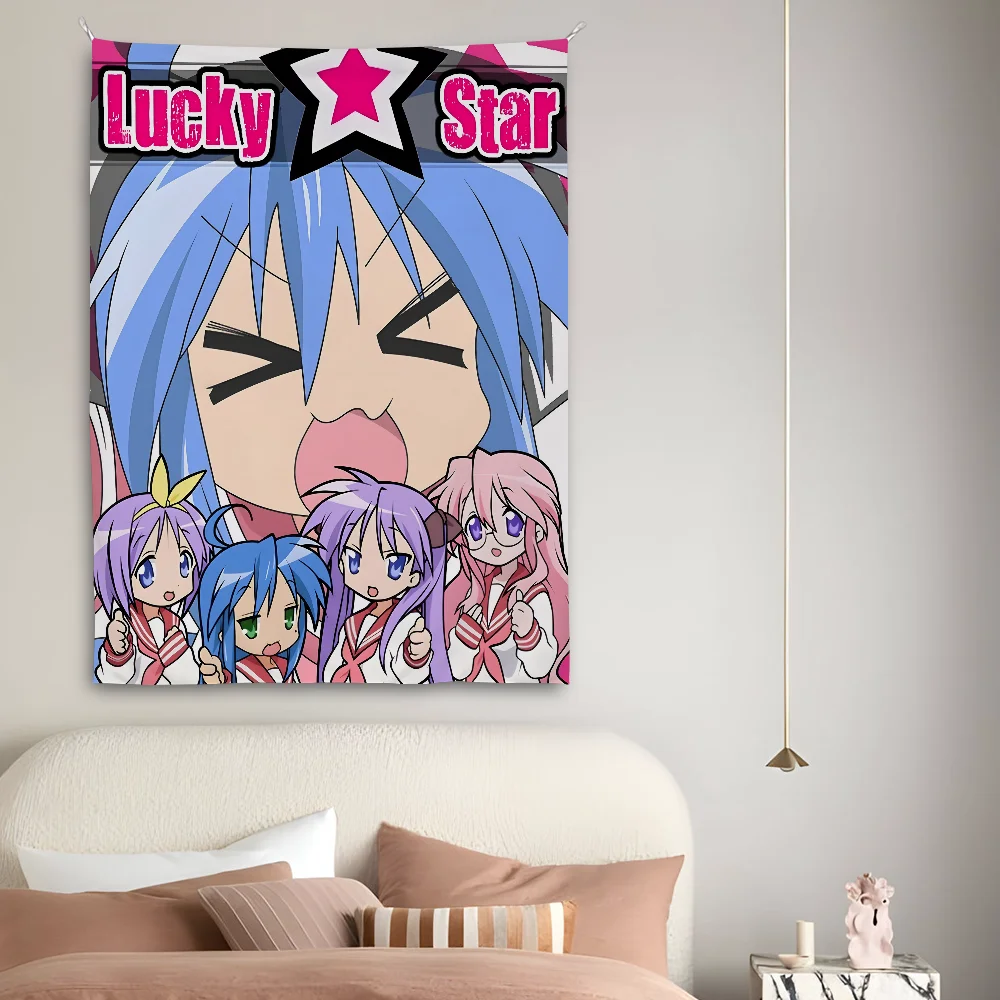 Anime L-Lucky S-Star Cute Girl Tapestry Perfect For Home&Living Bedroom Decor Wall Art Backdrop Banner