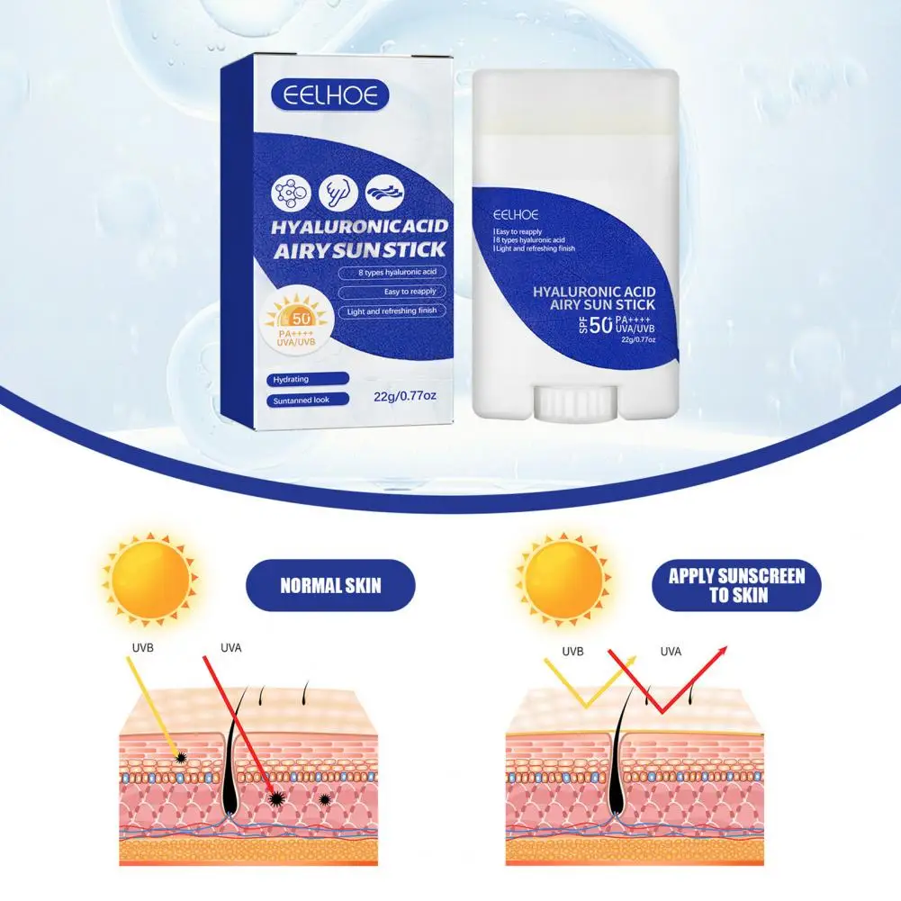 Face Sunscreen Stick Lightweight Hyaluronic Sunscreen Stick Spf50+ Pa++++ for Skin Types Nourishing Protecting Formula