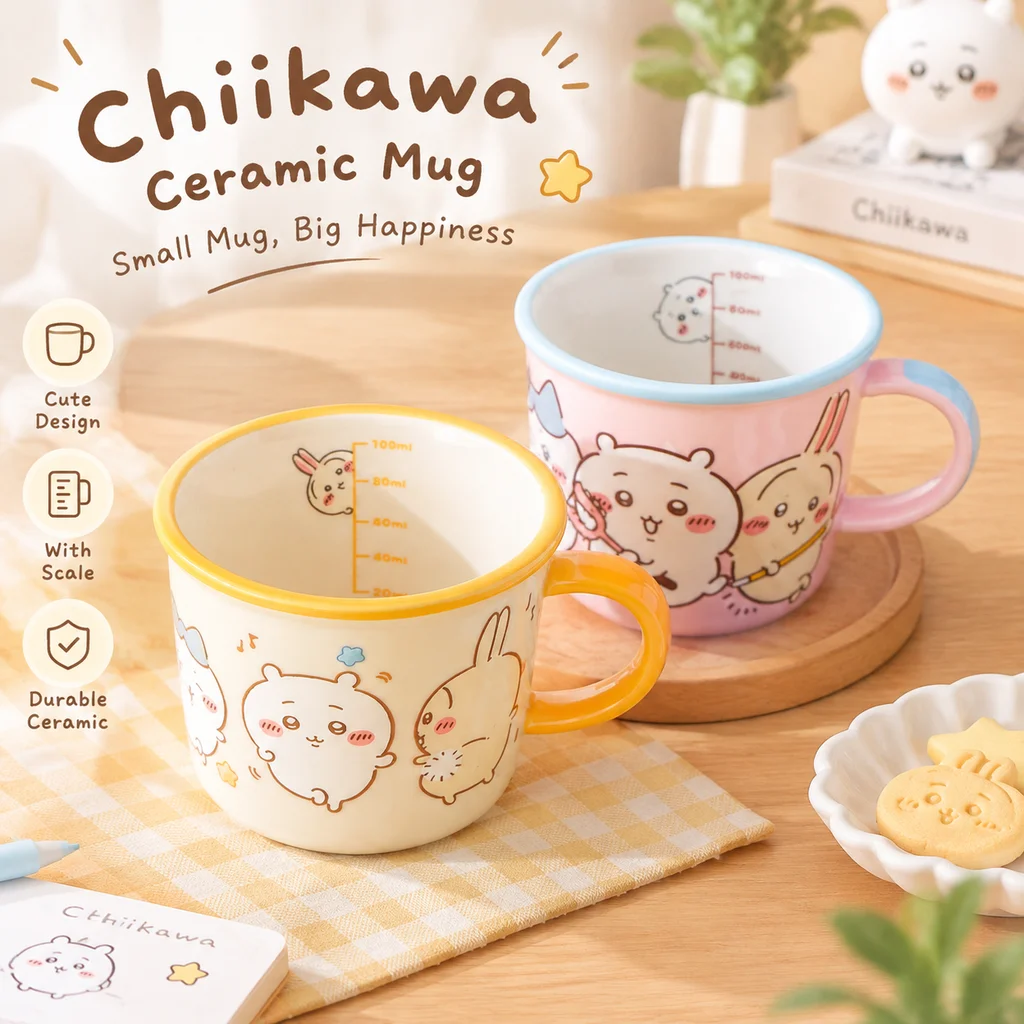 Chiikawa New Ceramic Coffee Mug Super Cute Lovely Cartoon Drinking Water Cup for Women and Kids Birthday Gift Present Beautiful