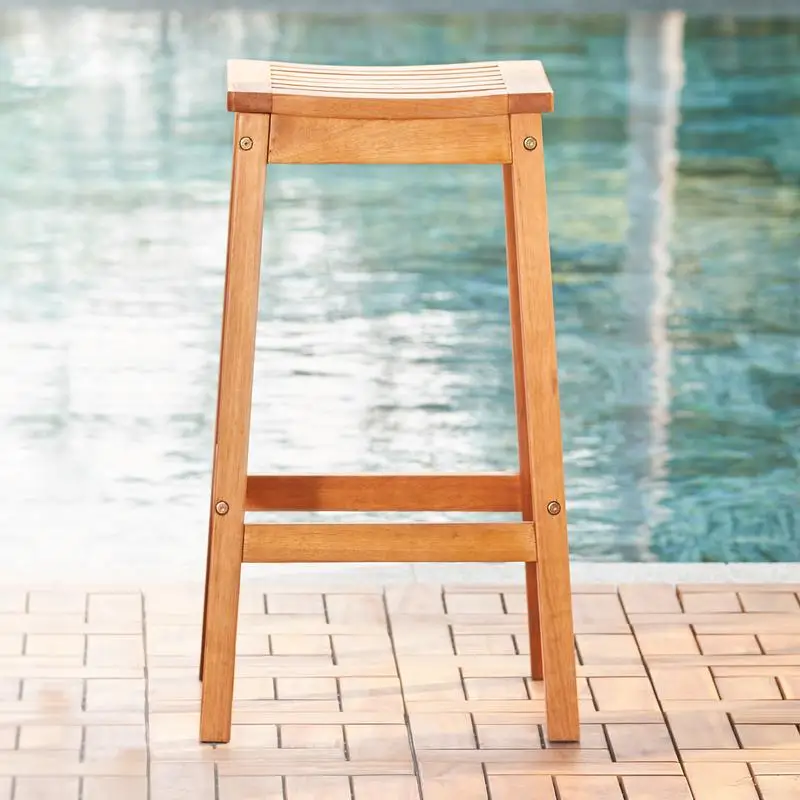 

Eucalyptus Wooden Outdoor Dining Stool for Garden or Patio Seating