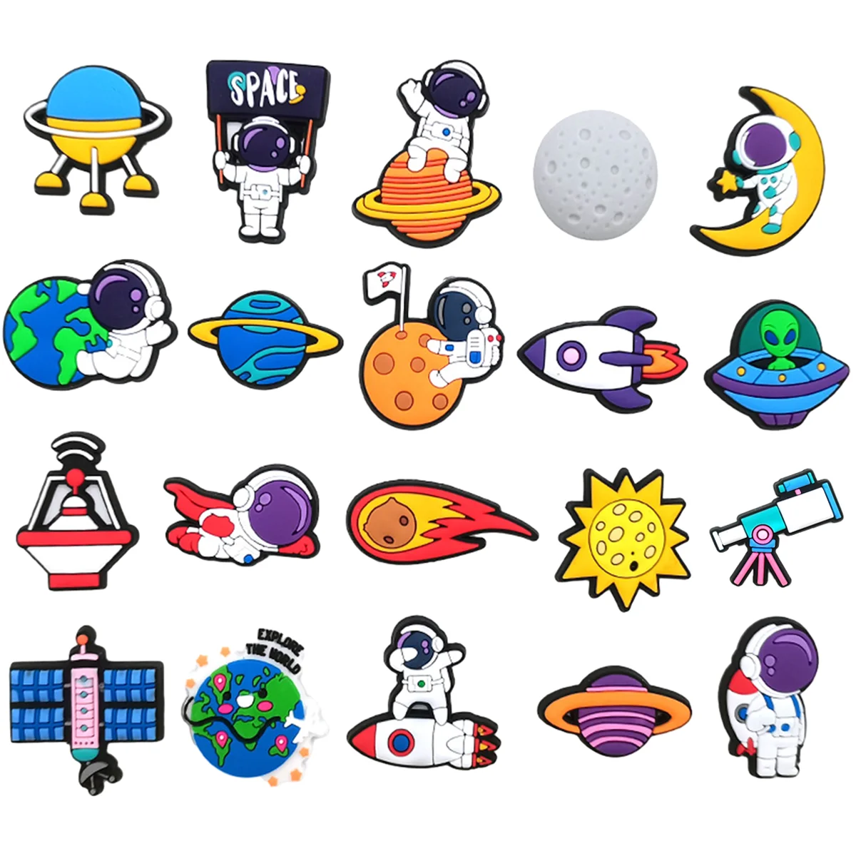 3-20Pcs Space Astronaut PVC Shoes Charms Cartoon Diy Sandals Accessories For Clogs Shoe Decorations Kids Birthday Gifts