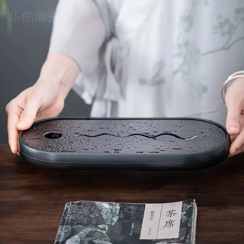 Household Tea Tray Color-changing Small One Exquisite Water Storage Dry Foam Tray Water Storage Chinese Tray Single-plate Quick