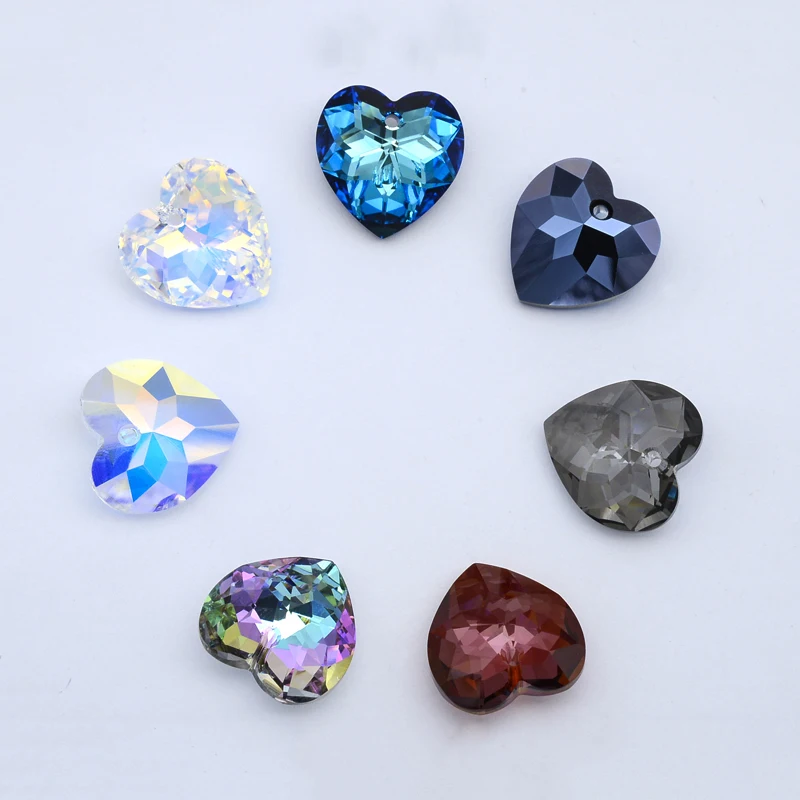 (1 Piece)  Original Crystals from Austria 6215 Faceted Heart Pendant Rhinestone for Necklace Earrings DIY Jewelry Making