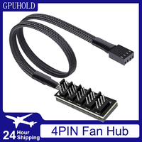 PWM Fan Hub 1 to 5/6 PC CPU Cooling 4PIN Fan Power Cable Hub Adapter Sleeved Case Splitter for Computer Cooler Case Fans