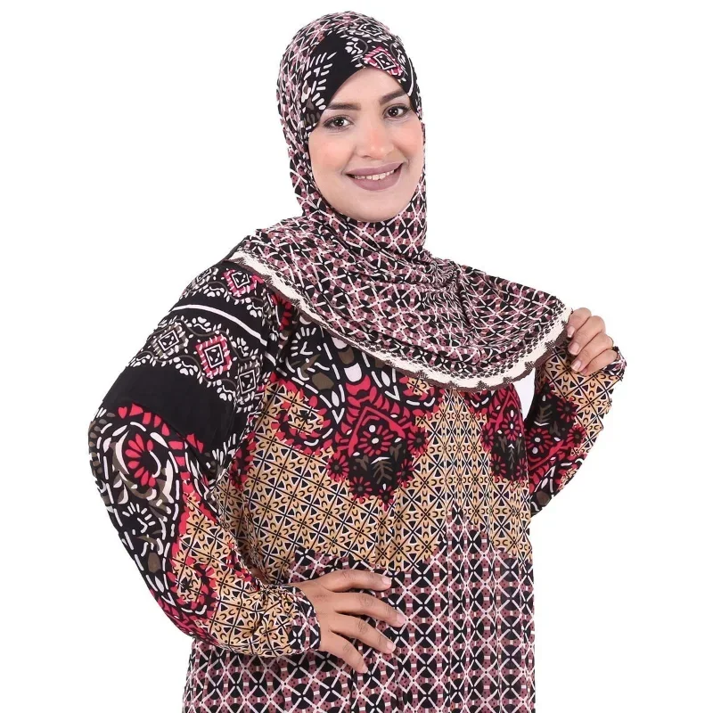 Ropa Hijab musulmana para mujer, bata estampada árabe, caftán de Dubái, Turquía, vestido Maxi de oración de manga larga, bata Abaya islámica