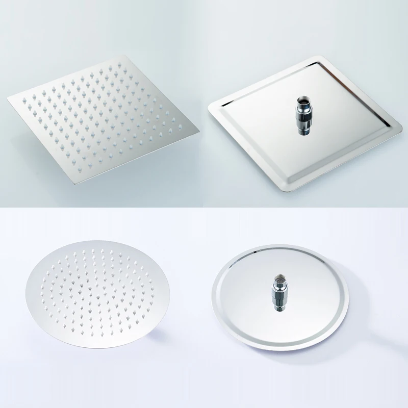 BAKALA stainless steel shower head — round/square 8/10/12 inch ultra‑thin rainfall design 4