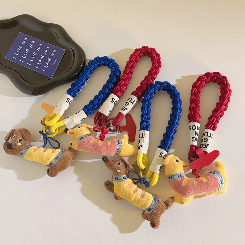 

Yellow Dachshund Cartoon Phone Charm (Cute Design) - Thick Handheld Lanyard, Universal Accessory for All Phone Cases