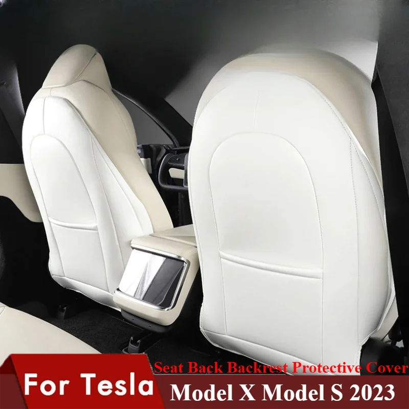 For Tesla Model X Model S Seat Back Backrest Protective Cover Mat Anti-Child-Kick Anti Kick Pad PU Car Interior Accessories 2023