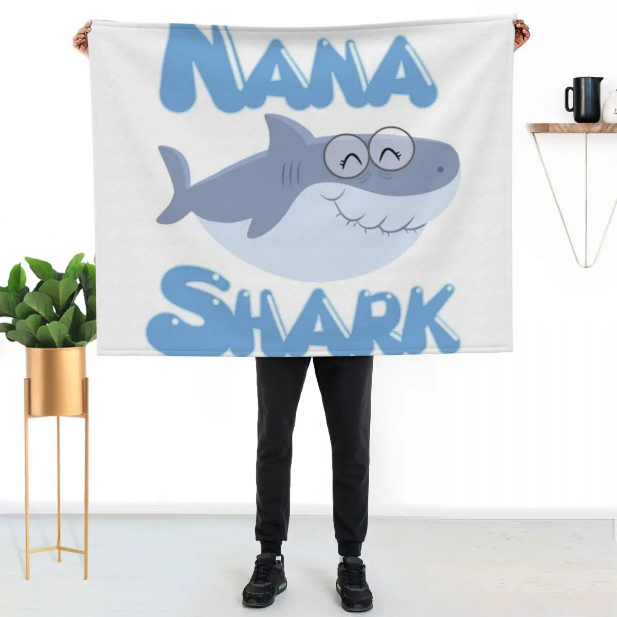 Nana Shark Throw Blanket Cozy Microfiber Throw Blanket for Home Bedroom