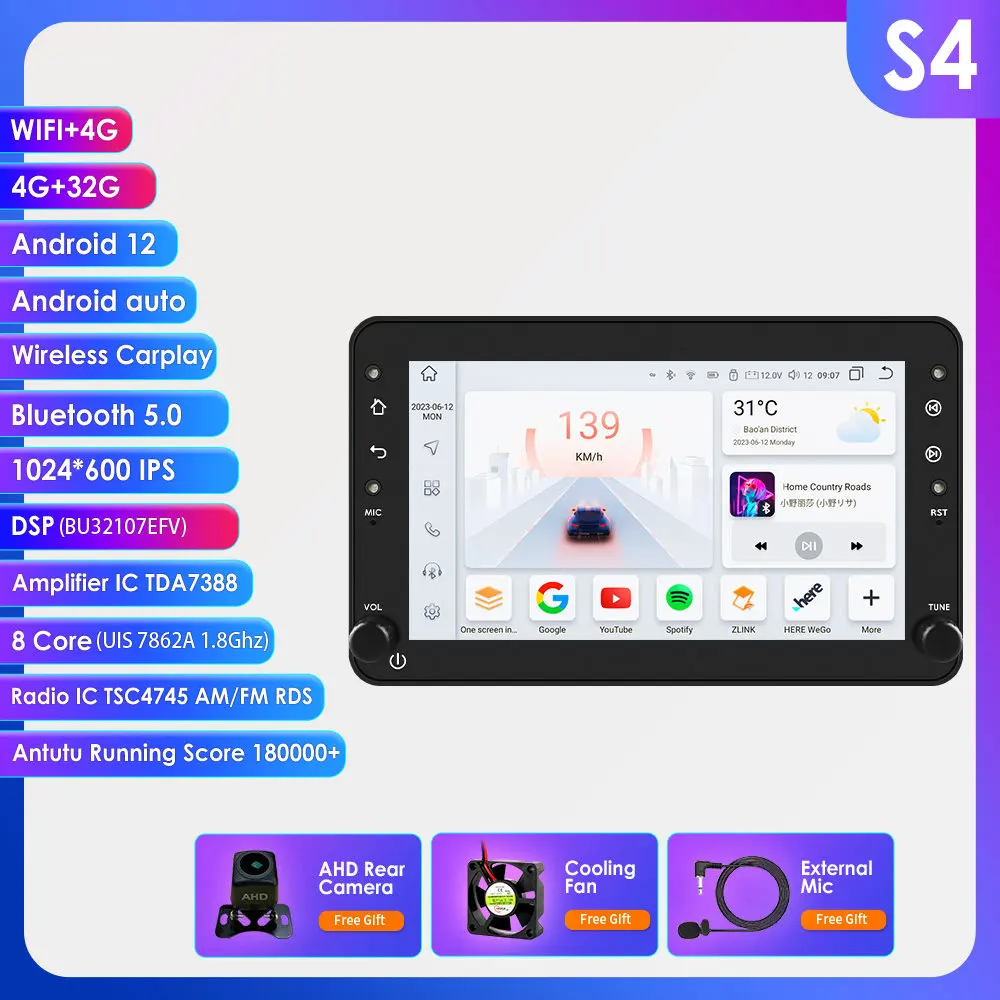 OSSURET 1Din 8G 128G Carplay Android autoradio voor Alfa Romeo 159 Brera Spider Sportwagon GPS multimediaspeler navigatie 7862