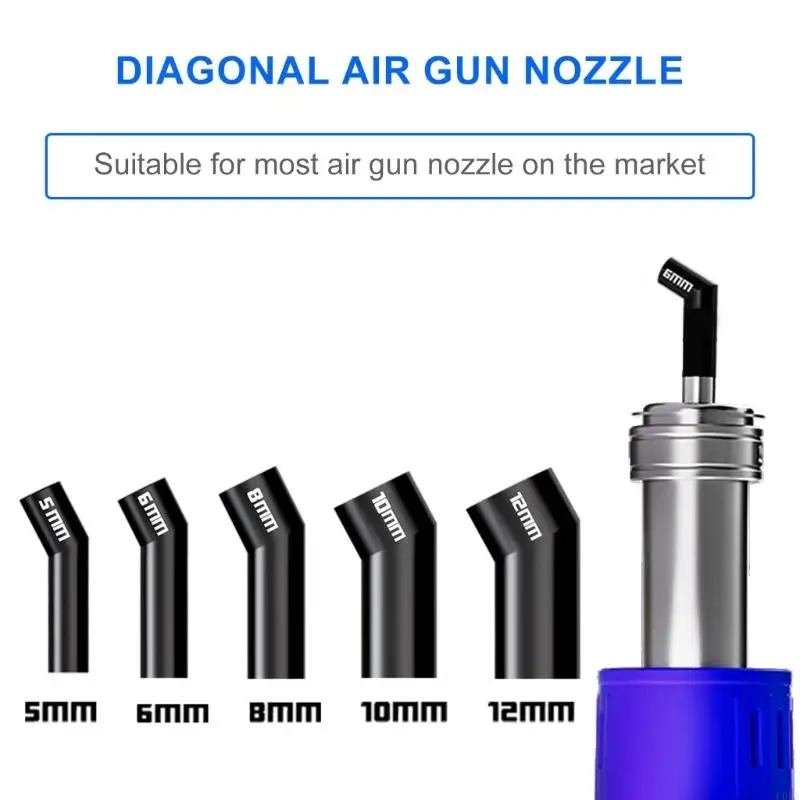 5Pcs Diagonal Air Guns Nozzle 5/6/8/10/12mm for 861 Series Rework Station Heat Guns Oblique Blow Nozzle Even Heating Tool