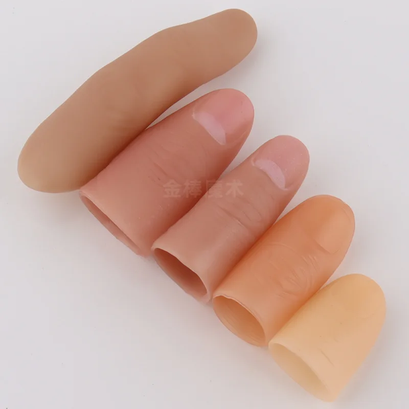 5pc Magic Fake Thumb Set Realistic Soft Finger Tips for Magicians Tissue Disappearing Trick Props Practical Jokes