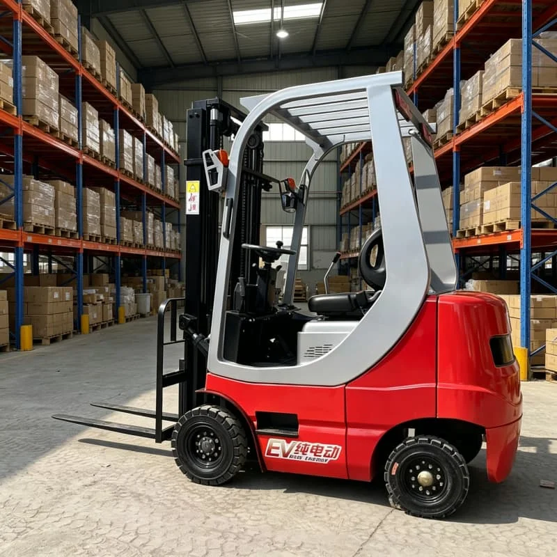 Construction Site 4 Wheel Electric Forklift 3.2 Ton For Concrete Block Yard Brick Pallet Heavy Material Loading Unloading