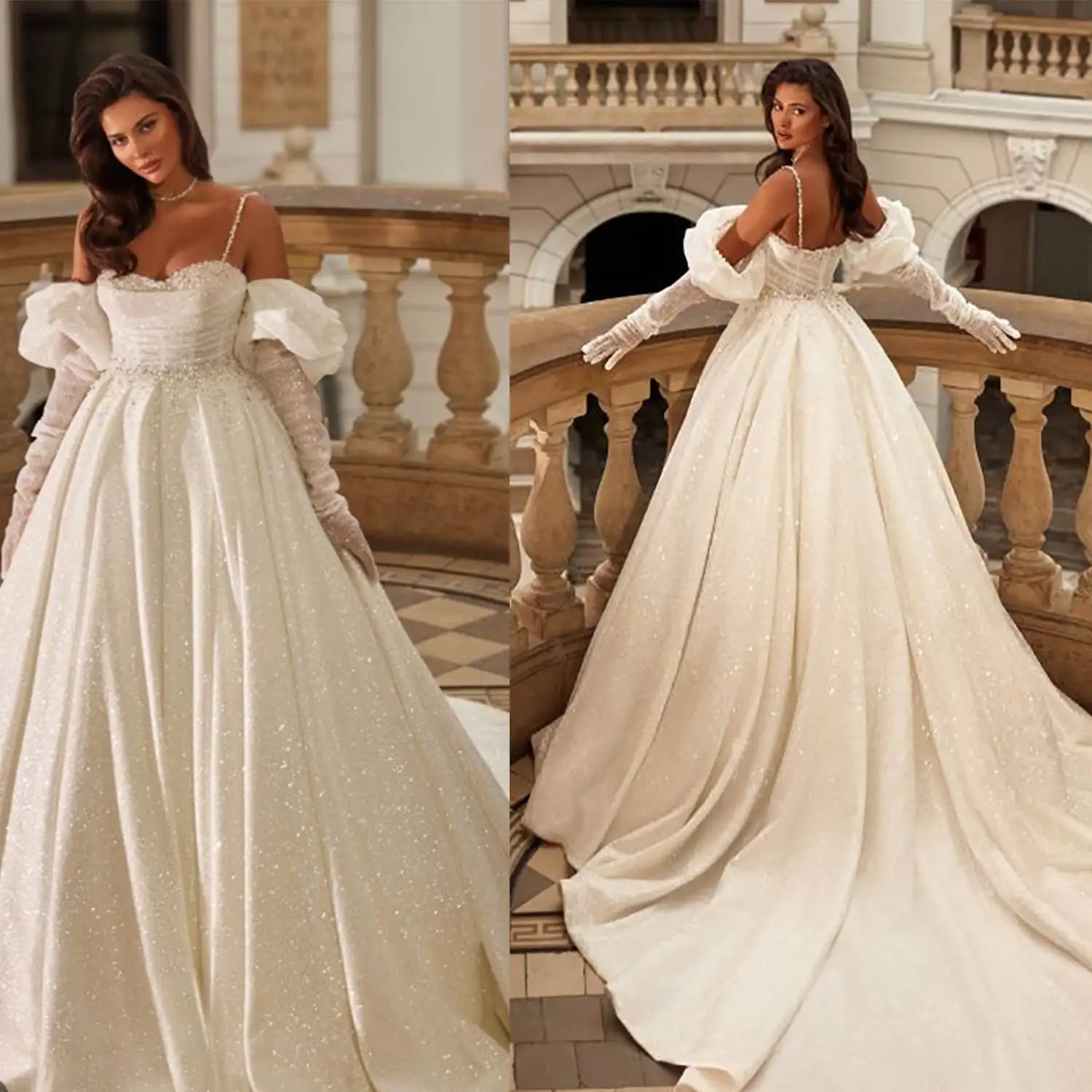 Exquisito vestido De Novia De corte en A, Vestidos De Novia con apliques De perlas con cuentas, Vestidos De Novia De encaje, talla grande, color personalizado