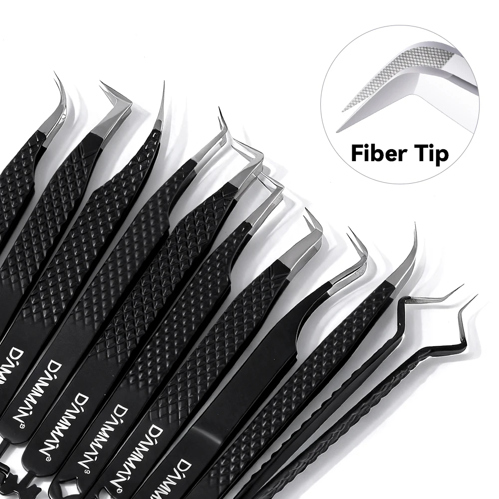 DAMMAN New Designed Isolation Lash Extension Tweezers Premium Quality Eyelash Tweezers Anti-slip Grid Lash Tweezers Makeup Tools