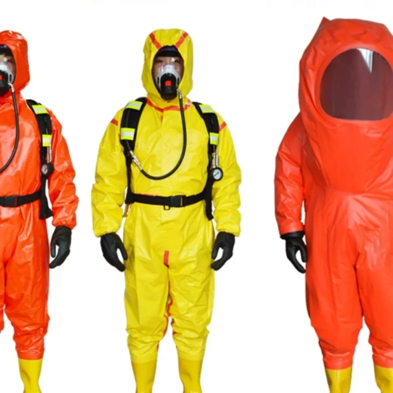 

Fire and chemical protective clothing, fully enclosed, lightweight, gas resistant, sealed, acid and alkali resistant