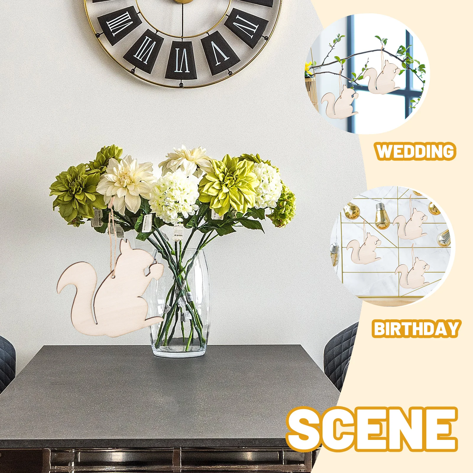 20 قطعة زينة على شكل سنجاب شرائح خشبية غير مكتملة للحرف اليدوية ديكور المنزل لوازم الحرف الأشكال الخشبية للحرف اليدوية #1