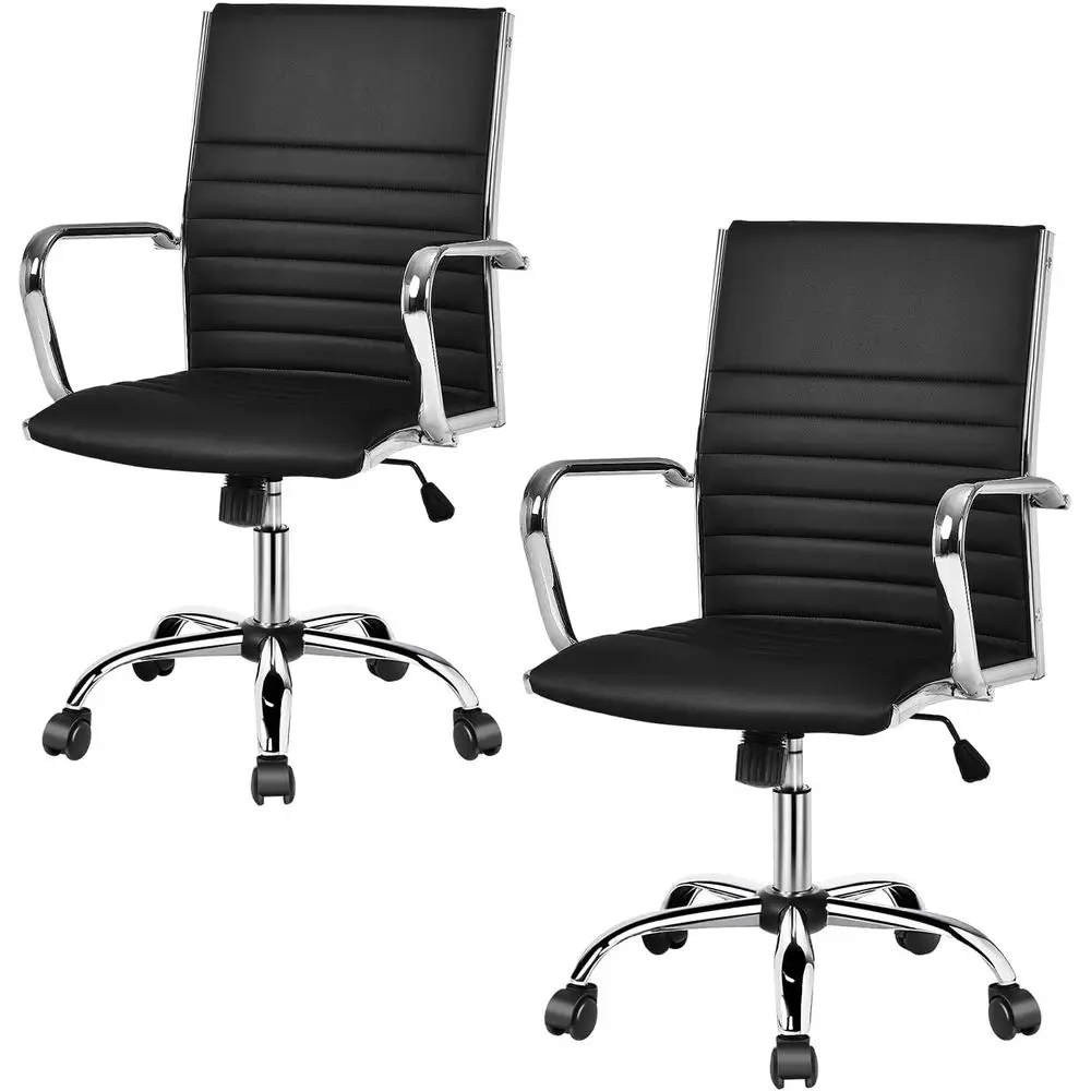 

Ergonomic PU Leather Executive Chair with Adjustable Height, Lumbar Support, and Rocking Feature (Black, 2-Pack)