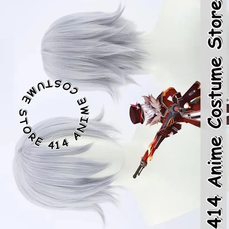 

Game & Anime Pyroslinger Cosplay Wig Genshin Impact Fatui Light Blue Heat-Resistant Fiber Synthetic Hair