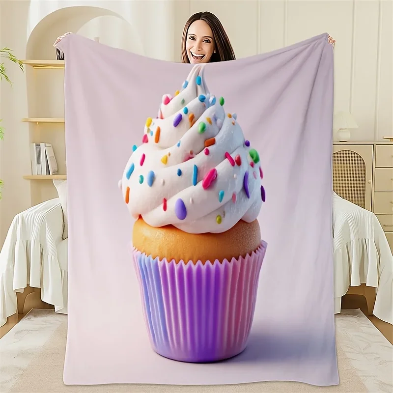 

Фланелевое одеяло с принтом Cupcake Flannel цвета макарон, для всех сезонов, идеально подходит для гостиной, офиса, дивана и путешествий.