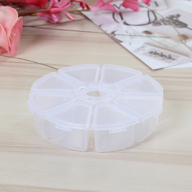 Plastic Round 8 Grids Desktop Storage Box Travel Cosmetic Jewelry Organizer  Perfect For Storing Earrings, Rings