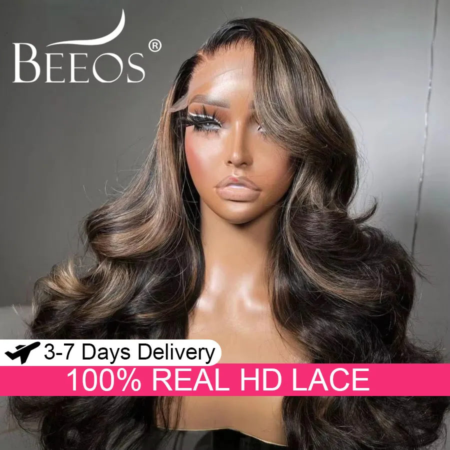 250% 1B27 Ombre Highlight Colored 13x6 Real HD Lace Front Wig Human Hair Lace Frontal Wigs Body Wave Pre Plucked Wigs For Woman