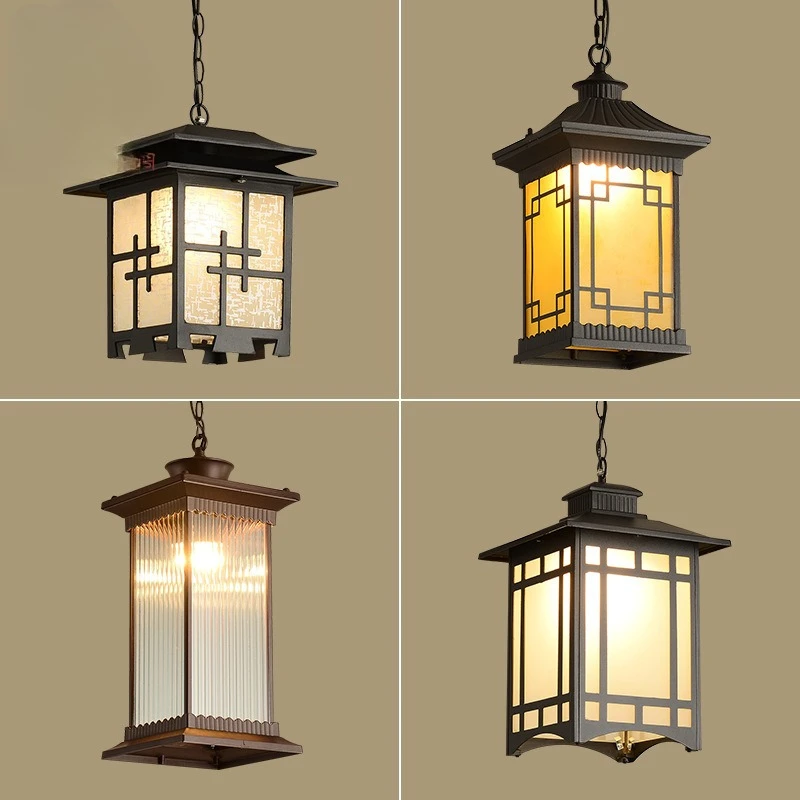 New Chinese Style Waterproof Outdoor Pendant Light for Courtyard Villa Entrance Hallway Corridor Guesthouse Restaurant Small