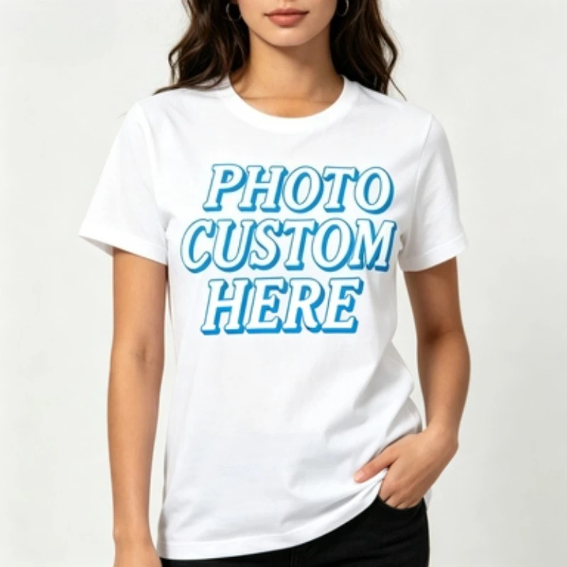 Unisex Modal DIY Custom Photo Tee Men Women Personalized Text Print Crew Neck Short Sleeve Loose Customizable Casual T Shirt view 3