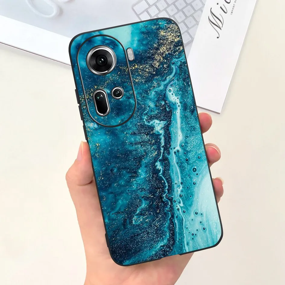 Casing ponsel untuk Oppo Reno 11 5G, CPH2599 motif bunga silikon lunak Capa tahan guncangan untuk Oppo Reno 11 Pro 2024 Reno11