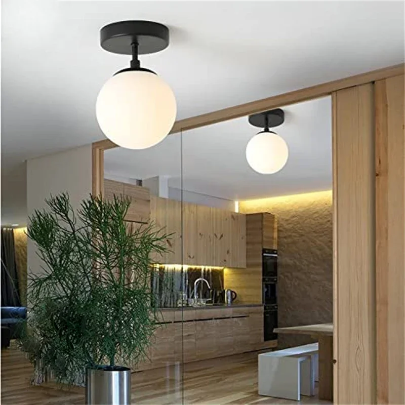 

Nordic LED Milk White Ball Ceiling Light Modern Aisle Corridor Lamp Cloakroom Entrance Balcony Indoor Home Decoration Lustre