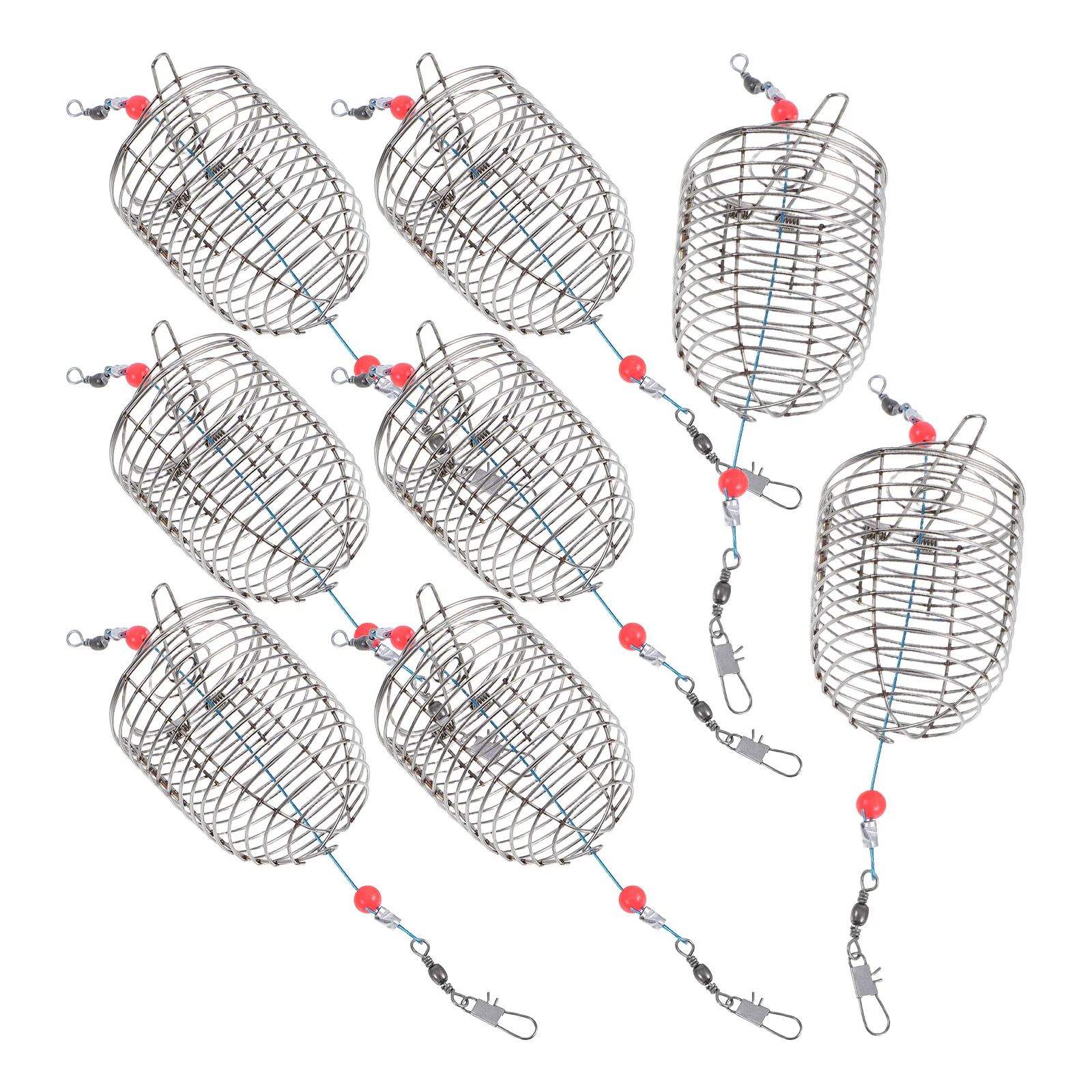 

8pcs Stainless Steel Bait Cage Fishing Holder Nets Small Trap Feeder Durable Lightweight Crab Lobster Shrimp Minnows Eel Smelt