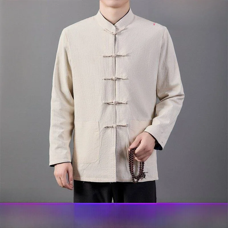 

Тонкий длинный костюм из чистого льна в стиле ретро в китайском стиле Све Тан, халат для медитации дзен, буддийская одежда Layman's Faionable Ci Life