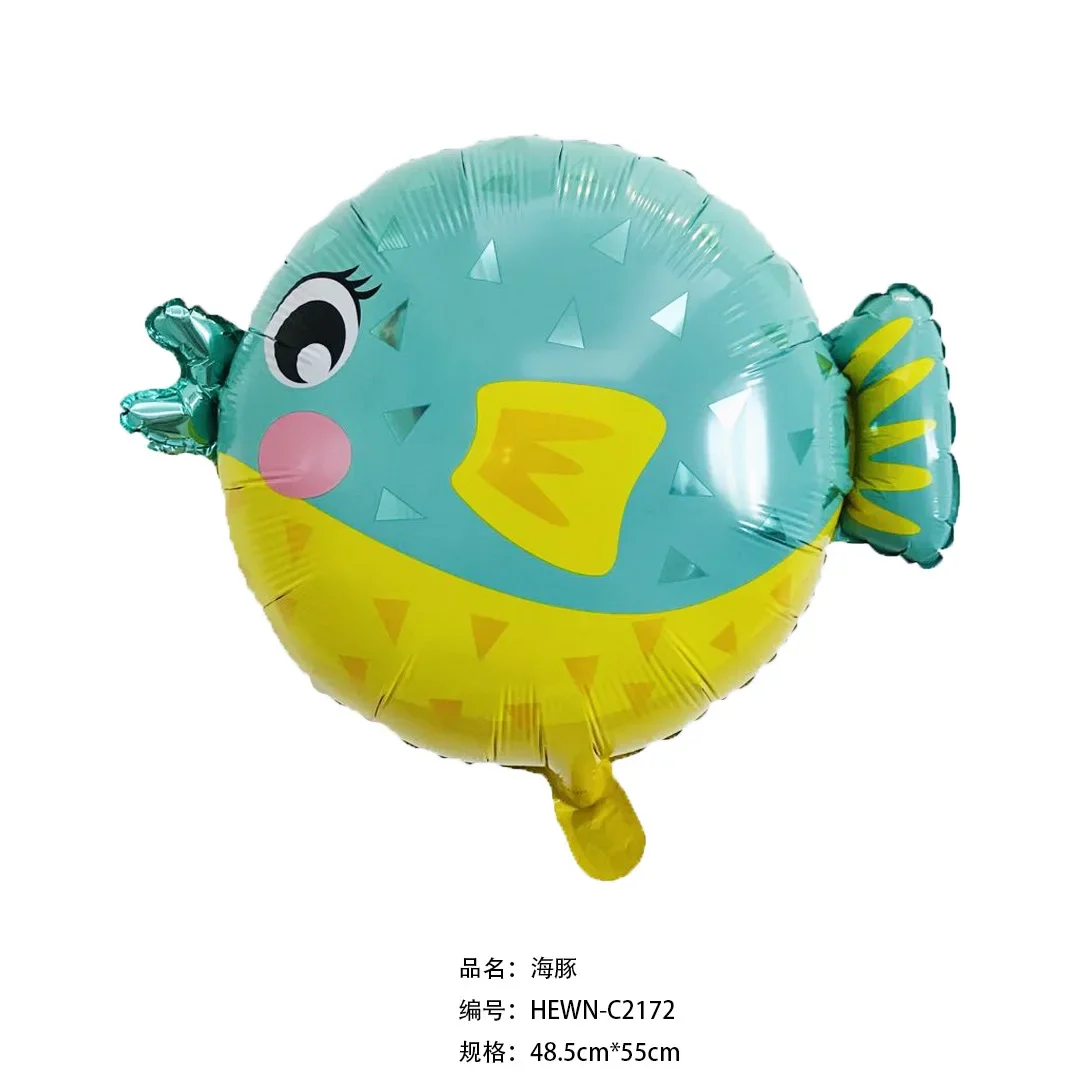 Children's Birthday Party Decoration Seahorse Starfish Puffer Cartoon Alien Q Version Marine Animal Floating Air Balloon