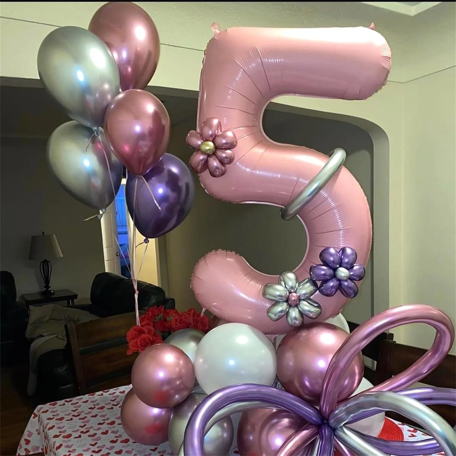 40inch Pearl Pink Number Balloon Large Number Foil Balloons for Princess Birthday Party Decoration Girl Baby Shower Wedding Deco