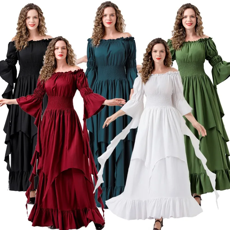 

Halloween Queen Princess Long Skirt Medieval Court Tea Party Costume Vintage Noblewoman Ensemble Polyester Women's Fashion