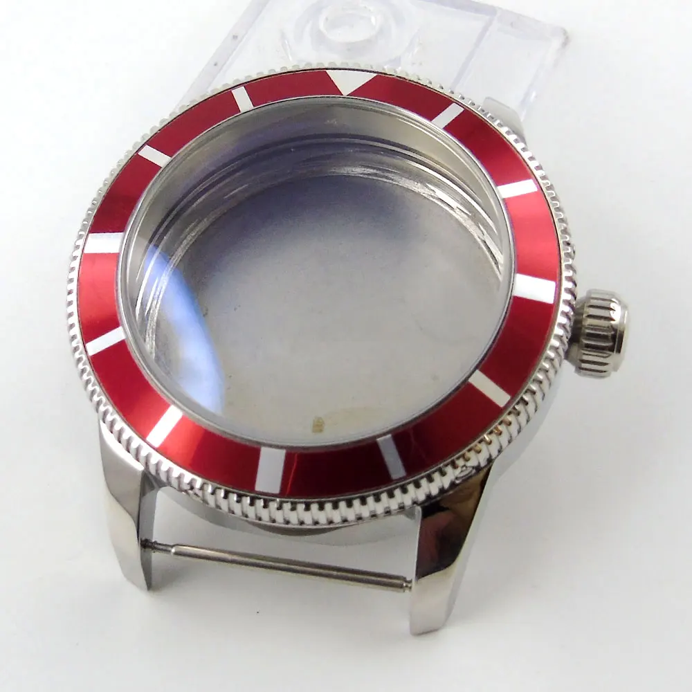 Silver/PVD Watch Case 46mm Fit ETA 2836 Miyota 8215 821A 8205 DG Mingzhu2813 3804 ST1612 Automatic Movement Aluminum Alloy Bezel