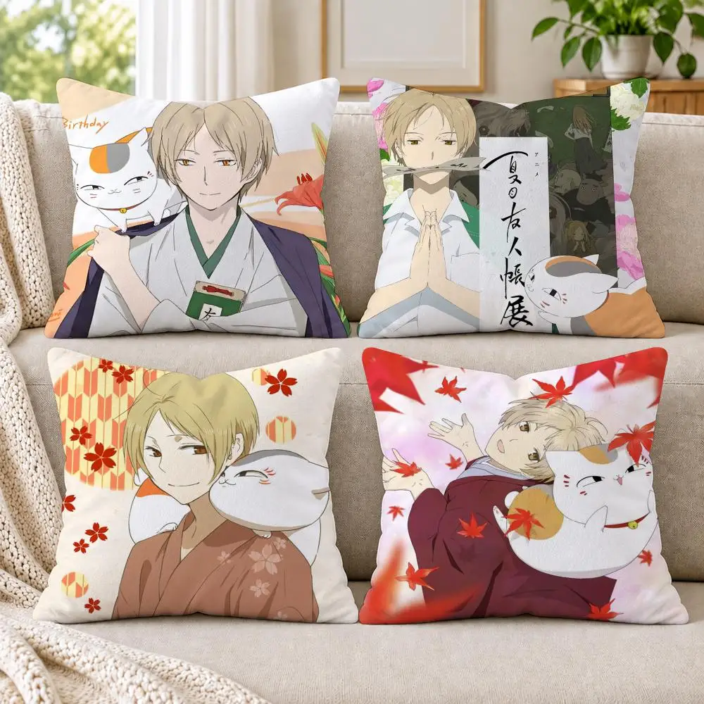 N-Natsume Y-Yuujinchou Cushion Cover Short Plush Double-Sided Printing Sofa Bedroom Living Room Throw Pillow Cover Home Decor
