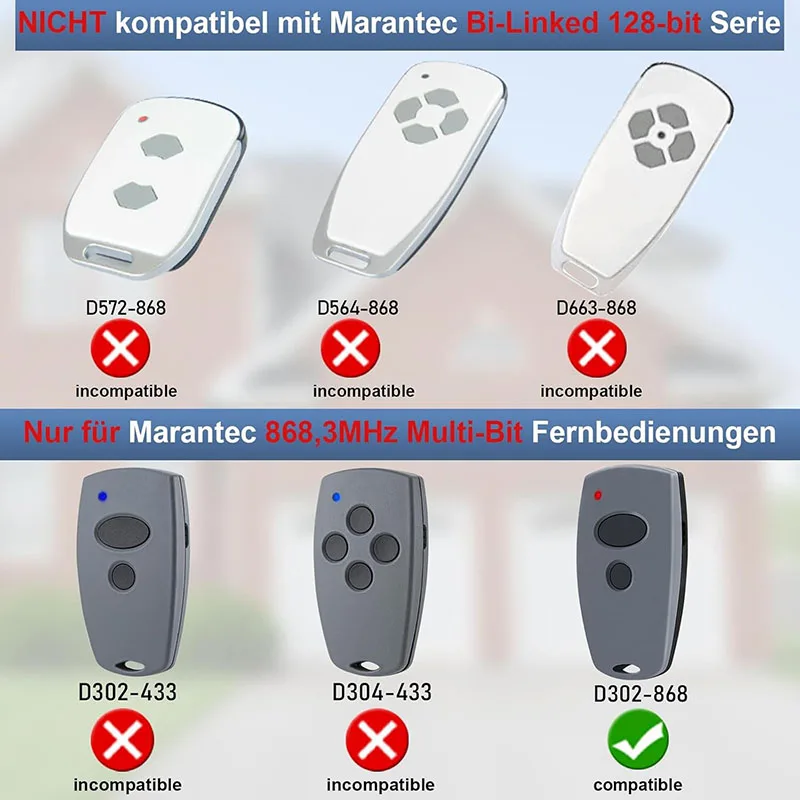 Marantec 868MHz Digital 302 304 382 384 313 321 323 131 Garage Door / Gate Remote Control Duplicator 868.3MHz Clone Transmitter