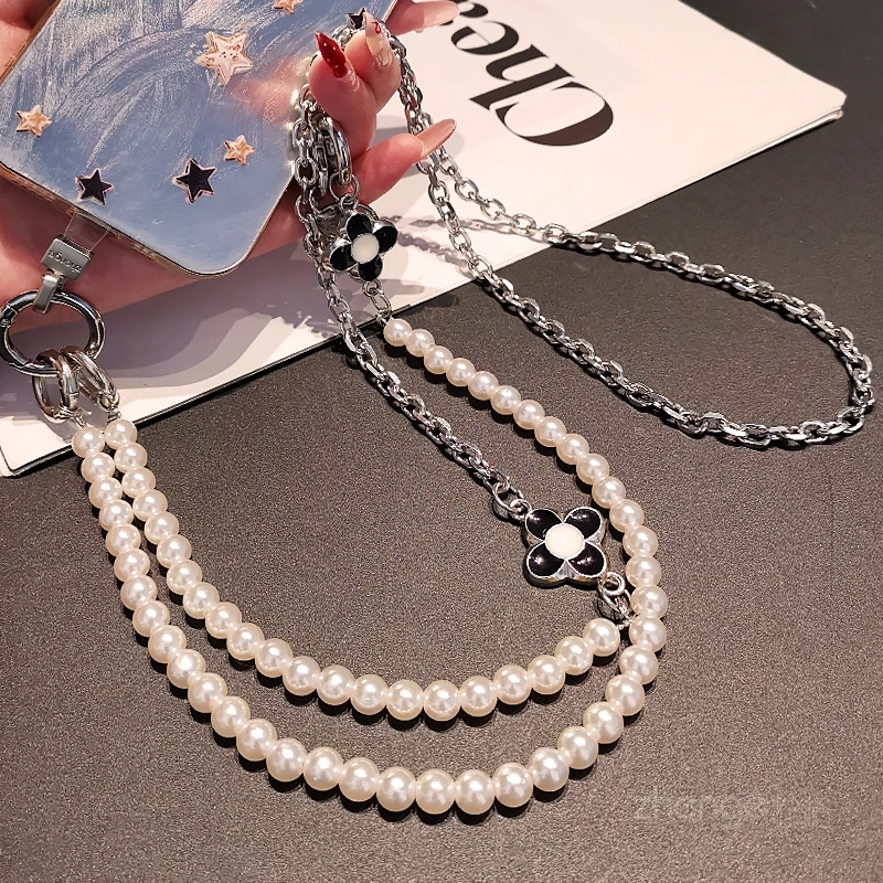 Mobile Phone Hanging Chain, Women's Crossbody Three Purpose Neck Hanging Pearl Bracelet, Niche, Exquisite and High-end Feeling