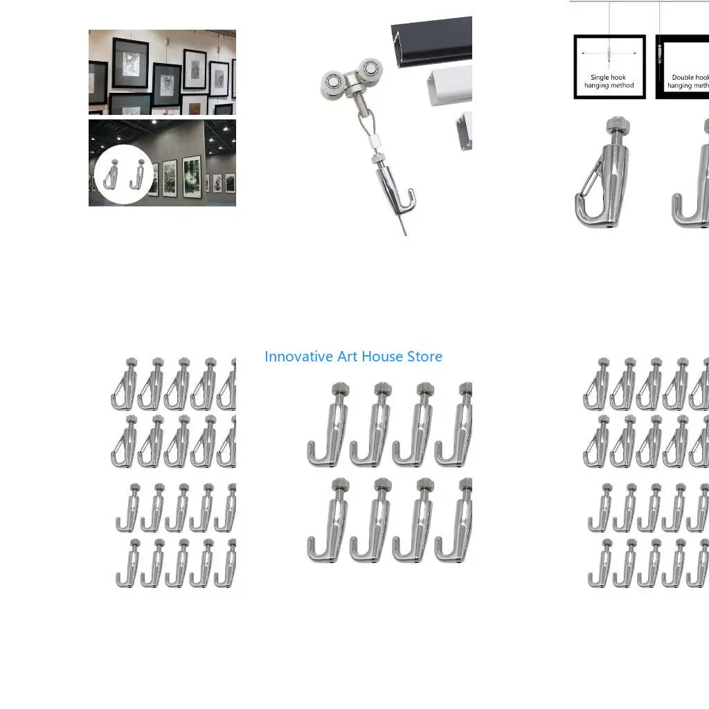E1PC Pack Of 10 Stainless Steel Adjustable Picture Hanging Hooks Metal Photo Hangers