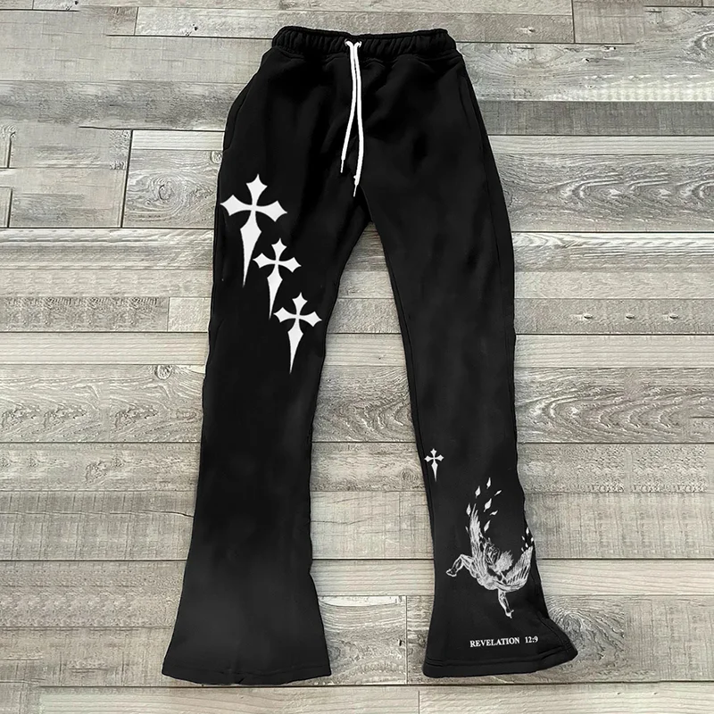 

Y2k Vintage Flared Pants Hip Hop Men Loose 3D Print Trousers Casual Sweatpants Mid Waist Sporty Female Streetwear Flared Pants
