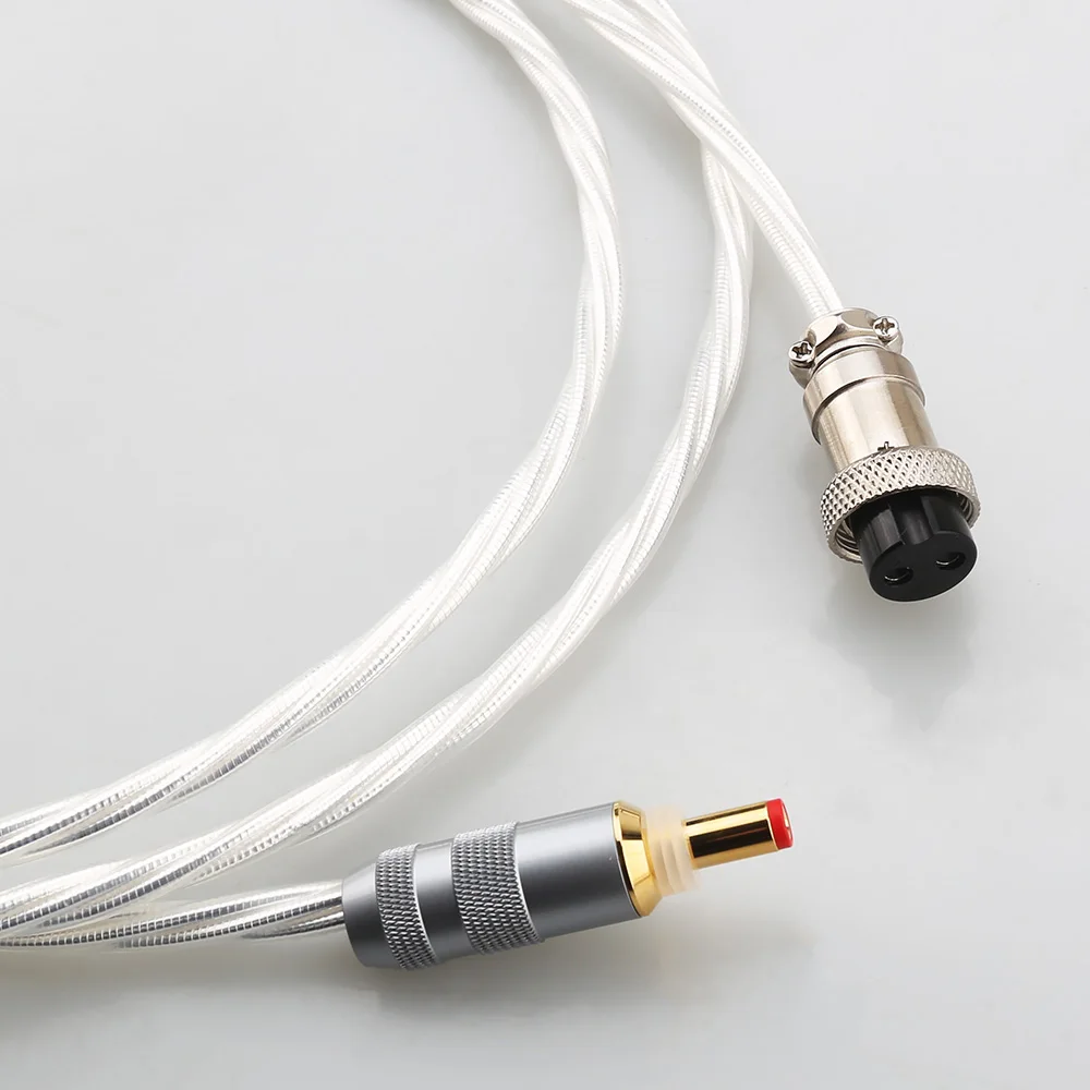 Audiophile 7N Silver Plated OCC DC Cable  GX12/GX16 2Pin To DC5.5x2.1/2.5mm Power Cord For Linear Power Supply