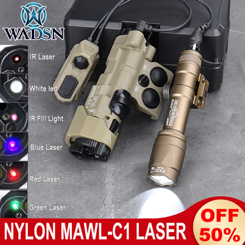 WADSN Nylon MAWL-C1 Laser Full-Function +SF M600C Flashlight+UAXON Switch Set MAWL C1 Red Dot Green Blue IR Laser Fill Light