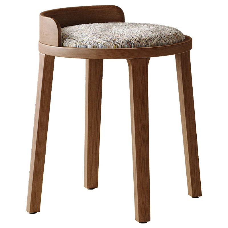 Medieval Style Solid Wood Small Square Stool Nordic Simple Living Room Spare Small Stool Bedroom Makeup Stool