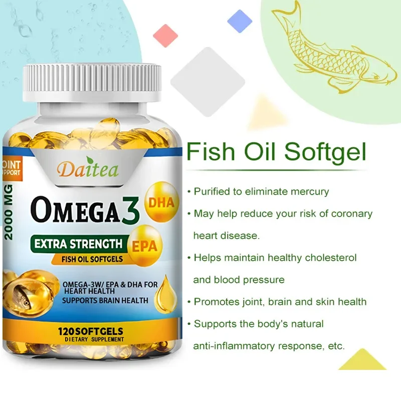 Fish Oil Omega 3 Softgels with EPA & DHA, 60/120 Softgels, Non-GMO, Gluten-Free