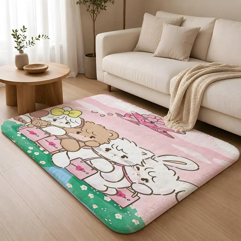 M-Mikkos Illustration Floor Mat Flannel Rug Non Slip Absorbent Soft Washable For Entryway Hallway Bathroom Kitchen Decor