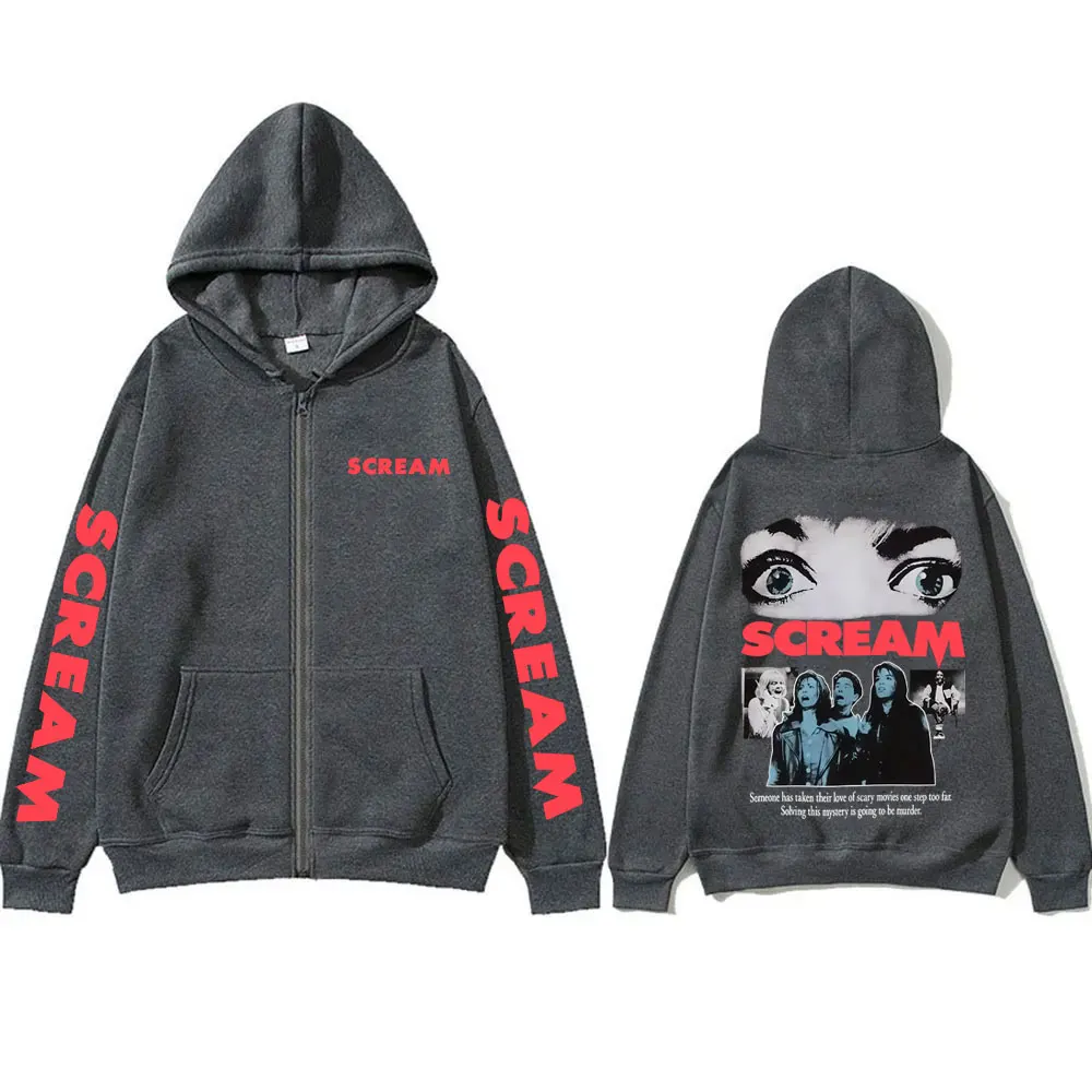 Klassischer 90er-Jahre-Horrorfilm Scream Reißverschluss-Hoodie Billy Loomis We All Go A Little Mad Billy Zip-Up-Jacke Herren Vintage Zip-Up-Hoodies – Detail 3