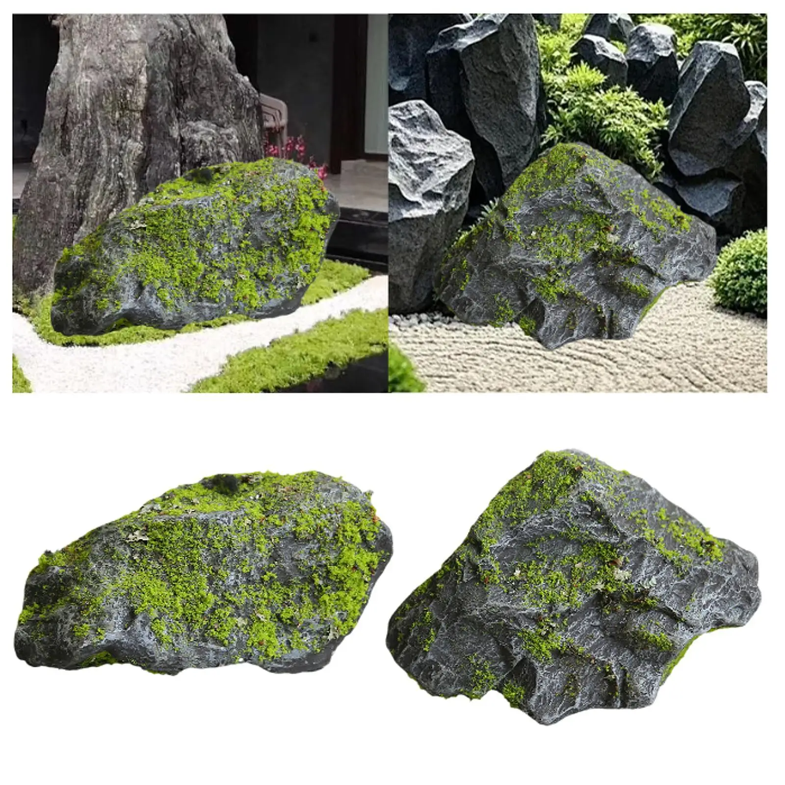 

Artificial Moss Rocks Decorative Easy to Use Flocking Stone for Micro Landscape